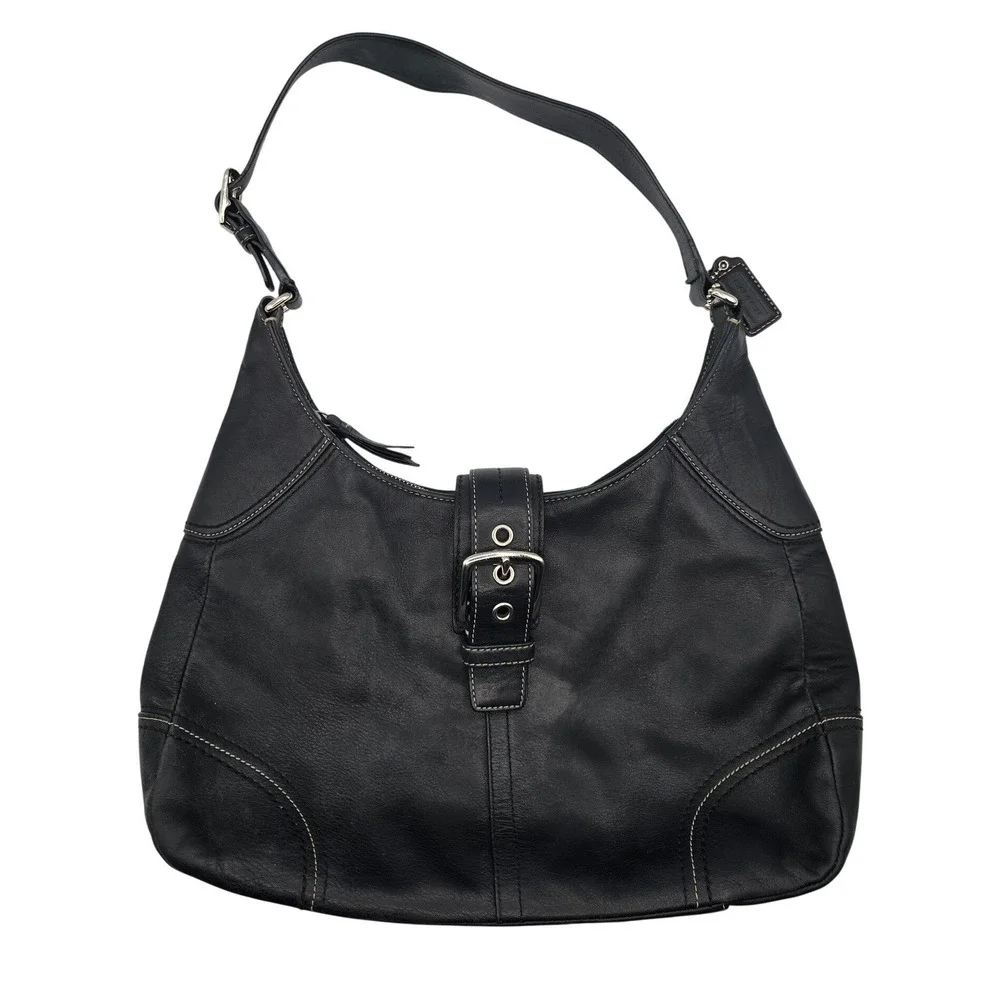 Coach Hamilton Soho Hobo F12601 Black Leather Shoulder Bag Y2K 2008 Buckle Rare